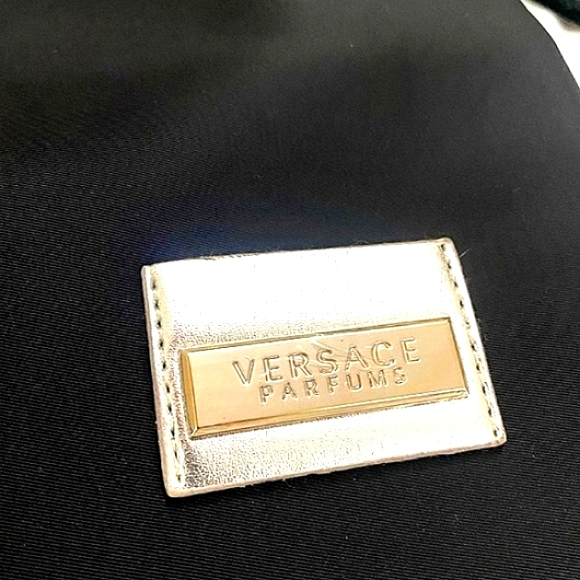 🖤 Versace® Parfum Black & Silver Nylon Tote Bag w/ Strap NEW! - Picture 2 of 11